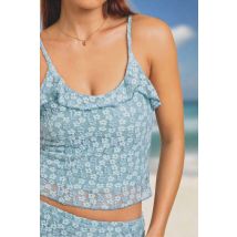 Daisy Street Ruffle Detail Bubble Lace Cami Top Size: 14 Colour: Blue