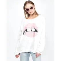 Lauren Moshi Noleta Zipper Mouth Sweatshirt Size: S Colour: White
