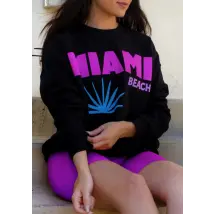 La Trading Co Miami Beach Preslie Crewneck Sweater Size: L/XL Colour: Black