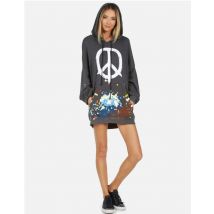 Lauren Moshi Desiree Brush Peace Hoodie Dress Size: S Colour: Black