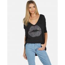 Lauren Moshi Eva Sprinkle Lip T-Shirt Size: L Colour: Black