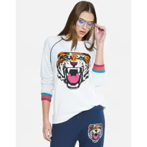 Lauren Moshi Lina Varsity Tiger Sweatshirt Size: L Colour: White