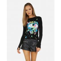 Lauren Moshi McKinley X Watercolor Eye Thermal Top Size: XS Colour: Black