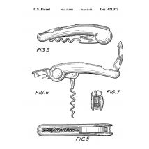 CORKSCREW PRINT: Patent Blueprint Artwork - 7 x 5" / White