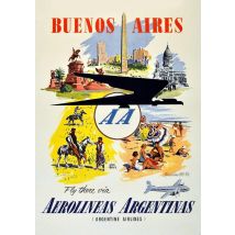 ARGENTINA TRAVEL POSTER: Vintage Buenos Aires Advert Art Print - 16 x 24"