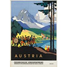 AUSTRIA TRAVEL POSTER: Vintage Alpine Mountain Advert - A3
