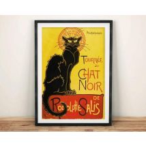 BLACK CAT POSTER: Vintage Chat Noir Art Print - A3