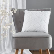 Catherine Lansfield Cosy Diamond Faux Fur Filled Cushion 43cm x 43cm White