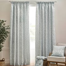 Catherine Lansfield Brooke Floral Ready Made Pencil Pleat Curtains Duckegg
