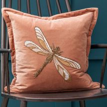 Voyage Maison Aria Embroidered Velvet Feather Filled Cushion 50cm x 50cm Pink