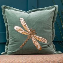 Voyage Maison Aria Embroidered Velvet Feather Filled Cushion 50cm x 50cm Teal