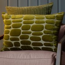 Voyage Maison Boulder Embroidered Velvet 40cm x 60cm Feather Filled Boudoir Olive