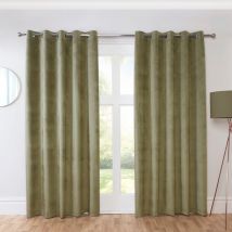 Casa Ready Made Eyelet Blackout Curtains Green