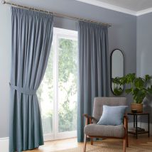 Fusion Dijon Blackout Ready Made Pencil Pleat Curtains Blue