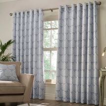 Paoletti Horto Botanical Ready Made Eyelet Curtains Blue