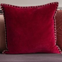 Voyage Maison Stitch Embroidered Velvet Feather Filled Cushion 50cm x 50cm Pomegranate