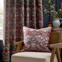 Morris & Co. Strawberry Thief Piped Jacquard 55cm x 55cm Filled Cushion Berry