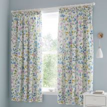Dreams and Drapes Sweetpea Floral Ready Made Pencil Pleat Curtains 66 x 72 Lilac