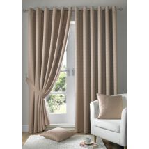 Madison Ready Made Lined Eyelet Curtains Latte