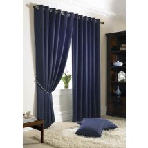 Madison Ready Made Lined Eyelet Curtains Navy