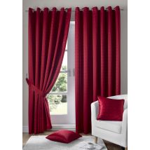 Madison Ready Made Lined Eyelet Curtains Red