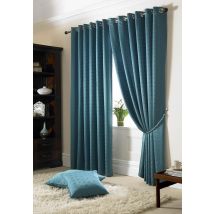 Madison Ready Made Lined Eyelet Curtains Teal