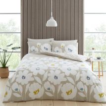 Catherine Lansfield Craft Floral Duvet Cover Bedding Set Natural