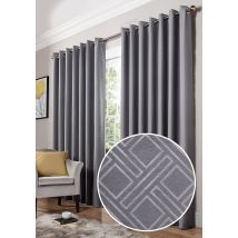 Diamond Blackout Ready Made Eyelet Curtains Silver