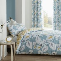 Catherine Lansfield Inga Leaf Duvet Cover Bedding Set Teal