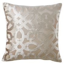 Catherine Lansfield Lattice Cut Velvet Filled Cushion 43cm x 43cm Natural