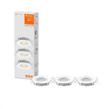 LEDVANCE LED Einbaustrahler 3er Set, 3x 5W, Ø 90mm, Warmweiß, Stufenlos Dimmbar per Wandschalter, weiß