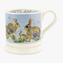 Emma Bridgewater  Blue Rabbits & Kits 1/2 Pint Mug - Unique Handmade & Handpainted English Earthenware Tea/Coffee Mug