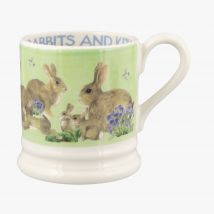 Green Rabbits & Kits 1/2 Pint Mug - Unique Handmade & Handpainted English Earthenware Tea/Coffee Mug  | Emma Bridgewater