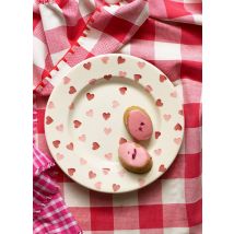 Emma Bridgewater  Pink Hearts 10 1/2" Plate - Unique Handmade & Handpainted English Earthenware British-Made Pottery Plates