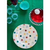 Emma Bridgewater |  Polka Dot Medium Dinner Plate, 8.5 Inch - Unique Handmade & Hand Decorated English Earthenware British-Made Pottery Plates