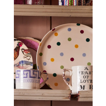 Emma Bridgewater  Polka Dot Flat Serving Plate - Unique Handmade & Hand Decorated English Earthenware British-Made Pottery Plates