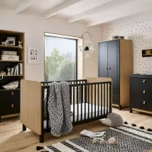 Rafi 4 Piece Nursery Furniture Set - Oak & Black