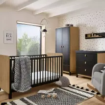 Rafi 3 Piece Nursery Furniture Set - Oak & Black