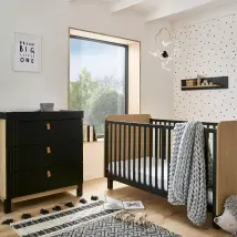 Rafi 2 Piece Nursery Furniture Set - Oak & Black