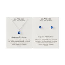 September (Sapphire) Birthstone Necklace & Earrings Set Created with Zircondia® Crystals