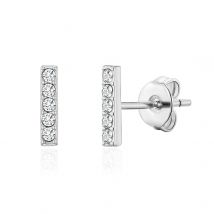 Silver Plated Bar Earrings Created with Zircondia® Crystals