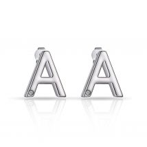 Initial Earrings Letter A Created with Zircondia® Crystals