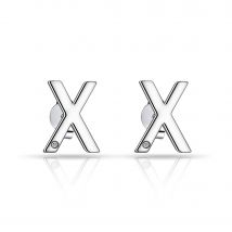 Initial Earrings Letter X Created with Zircondia® Crystals
