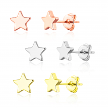 Set of Three Star Stud Earrings