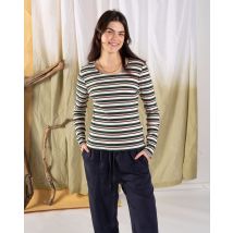 Saltrock Womens Long Sleeve Top - Cream Stripe - Size: 12