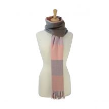 HyFASHION Cumbria Soft Touch Scarf - Blush Pink/Dark Grey/Brown / One Size
