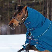 Horseware Ireland Rhino Turnout Hood 150g Fill - Navy/Grey/Aqua/Grey / L