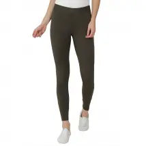 GS Equestrian Becca Ladies Full Seat Silicone Riding Tights - Olive Green / UK 6