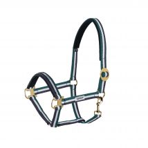 Eskadron Sliding Buckle Headcollar - Racing Green/White/Night Blue / Cob