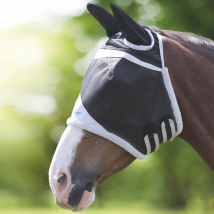 Shires FlyGuard Pro Field Durable Fly Mask With Ears - Black / Pony